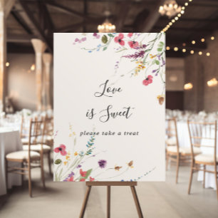 Póster Classic Colorful Wild Floral Love Is Sweet Sign