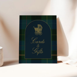 Póster Classic Dark Green Plaid Baby Shower Cards & Gifts