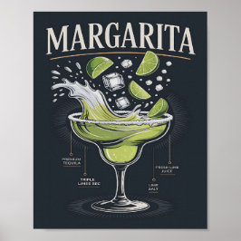 Póster Classic Dark Tequila Margarita Splash Graphic