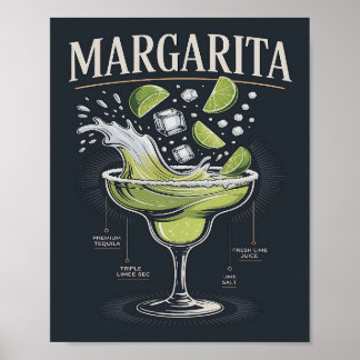Póster Classic Dark Tequila Margarita Splash Graphic