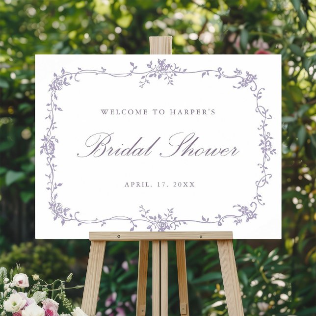 Póster Classic French Lavender Bridal Shower Welcome (Subido por el creador)