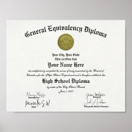 Póster Classic General Equivalency High School Diploma 