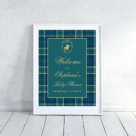 Póster Classic Green Plaid Polo Equestrium Baby Shower