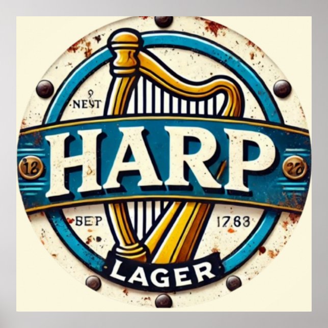 Póster Classic Harp Lager Beer Logo Round (Frente)