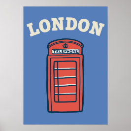 Póster Classic London Red Telephone Booth Art - Preppy