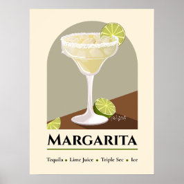 Póster Classic Mexican Margarita with Salt Rim Recipe Art
