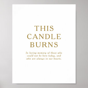 Póster Classic Minimalist Gold This Candle Burns Sign