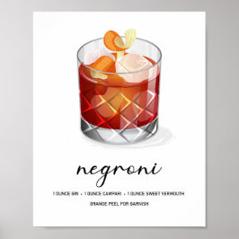 Póster Classic Negroni Cocktail Recipe Art