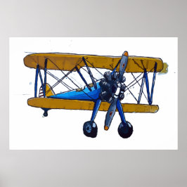 Póster Classic old biplane with tricycle gear