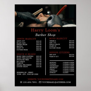 Póster Classic Shave, Men's Barbers Price List