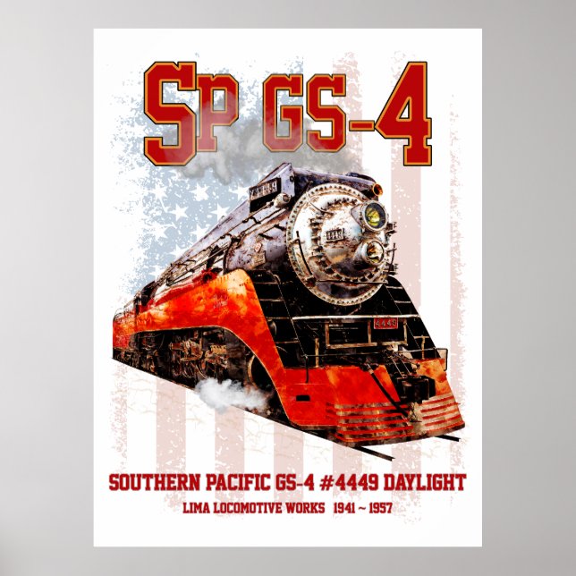 Póster Classic Southern Pacific GS-4 Steam Locomotive (Frente)
