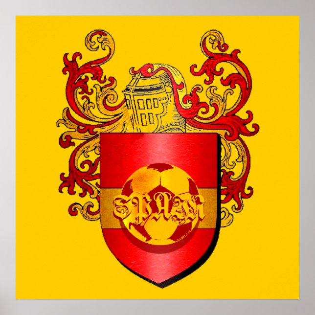 Póster Classic Spanish Soccer Futbol coat of arms (Frente)