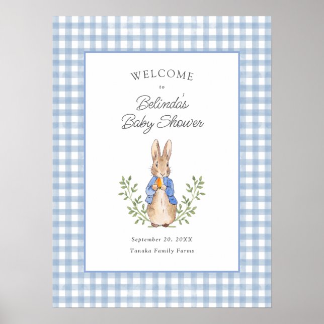 Póster Classic Storybook Rabbit Baby Shower Welcome (Frente)
