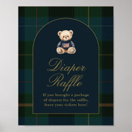 Póster Classic Teddy Bear Dark Green Plaid Cards & Gifts