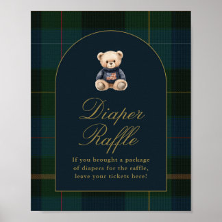 Póster Classic Teddy Bear Dark Green Plaid Cards & Gifts