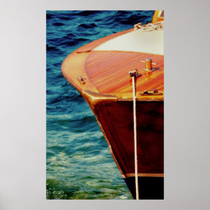 Póster Classic wooden speed boat bow