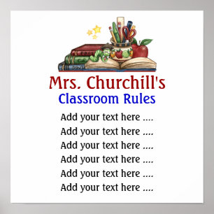 Póster Classroom Rules Lg. del profesor de escuela, por S
