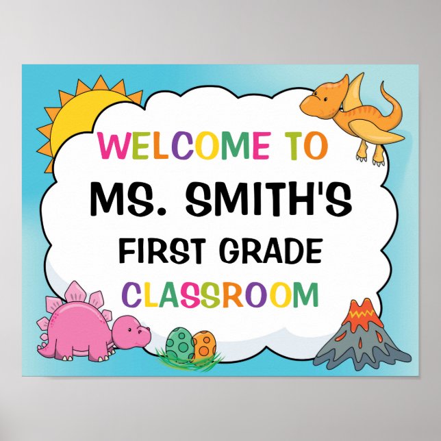Póster Classroom Welcome Sign in Dinosaurs Theme (Frente)