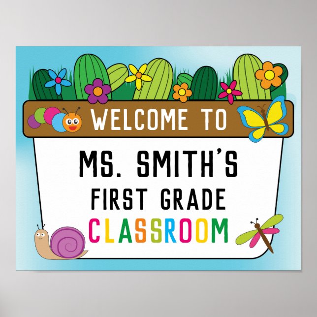 Póster Classroom Welcome Sign in Our Garden Theme (Frente)