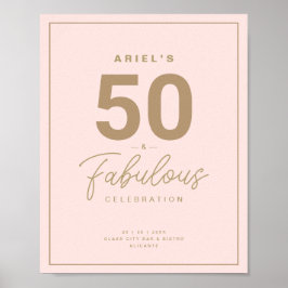 Póster Classy Pink & Gold 50 y fabulosa fiesta de cumplea