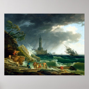 Póster Claude-Joseph Vernet una tormenta sobre el Mediter