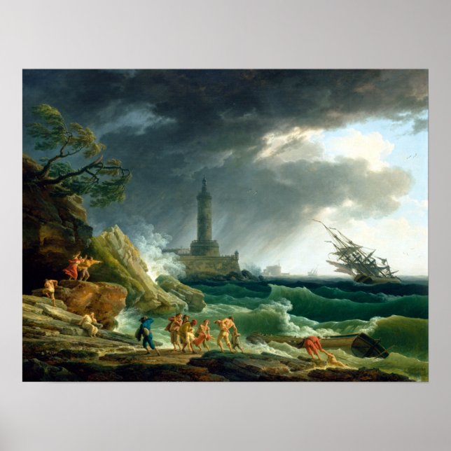 Póster Claude-Joseph Vernet una tormenta sobre el Mediter (Frente)