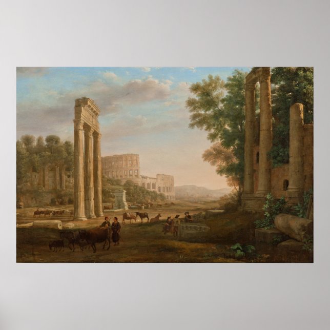 Póster Claude Lorrain - Ruinas del foro romano (Frente)