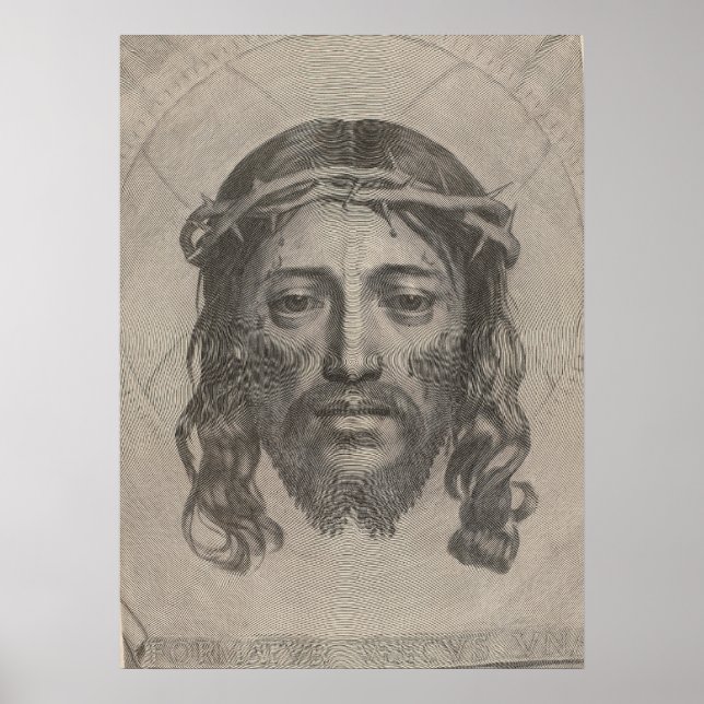 Póster Claude Mellan’s Face of Christ 1649 engraving (Frente)