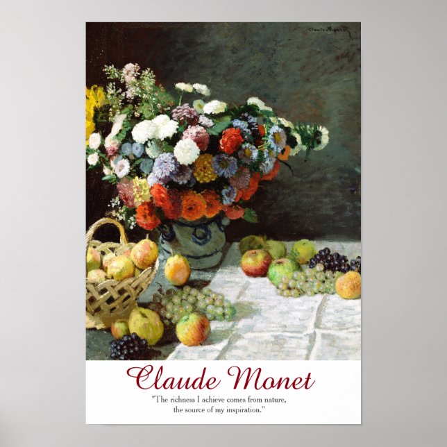 Póster Claude Monet Art Quote Flowers and Fruit (Frente)