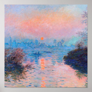 Póster Claude Monet - Atardecer En El Sena