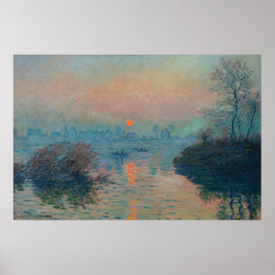 Póster Claude Monet - Atardecer en el Sena en Lavacourt
