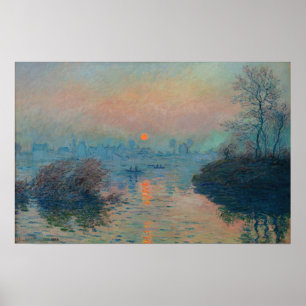 Póster Claude Monet - Atardecer en el Sena en Lavacourt