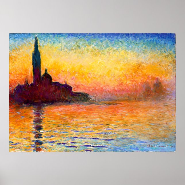 Póster Claude Monet - Atardecer en Venecia (Frente)