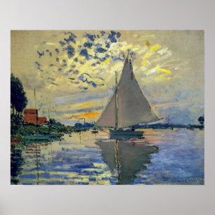 Póster Claude Monet - Barco de vela en Le Petit-Gennevill