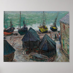Póster Claude Monet - Barcos en la playa de Etretat