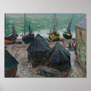 Póster Claude Monet - Barcos en la playa de Etretat