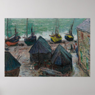 Póster Claude Monet - Barcos en la playa de Etretat