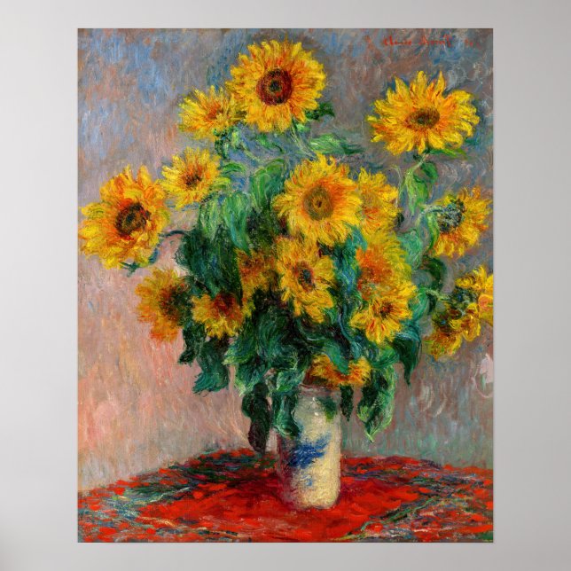 Póster Claude Monet - Bouquet of Sunflowers (Frente)