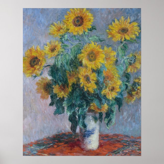 Póster Claude Monet - Bouquet Of Sunflowers, (Frente)