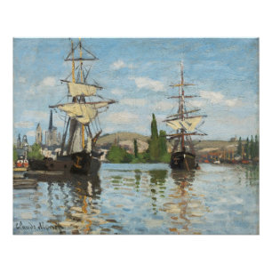 Póster Claude Monet  Buques en el Sena en Ruán