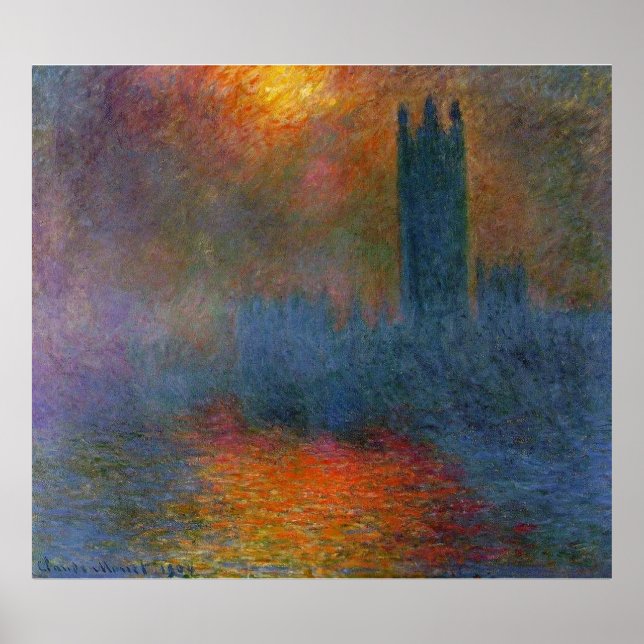 Póster Claude Monet - Cámaras del Parlamento (Frente)