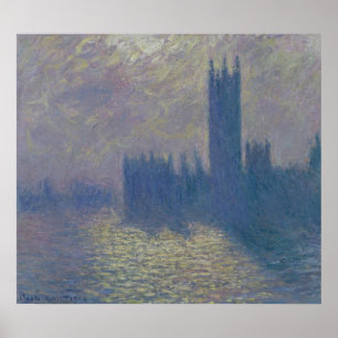 Póster Claude Monet Cámaras del Parlamento, cielo torme