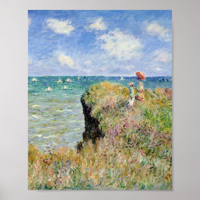 Póster Claude Monet - Caminar Sobre El Acantilado En Pour (Frente)