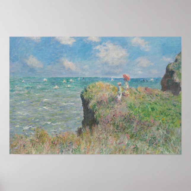 Póster Claude Monet - Camino acantilado en Pourville (Frente)