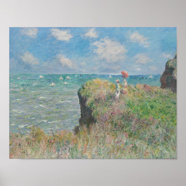 Póster Claude Monet - Camino acantilado en Pourville (Frente)