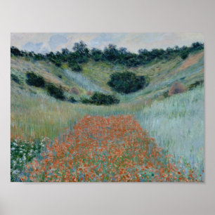 Póster Claude Monet - Campo de adormidera en un hueco cer