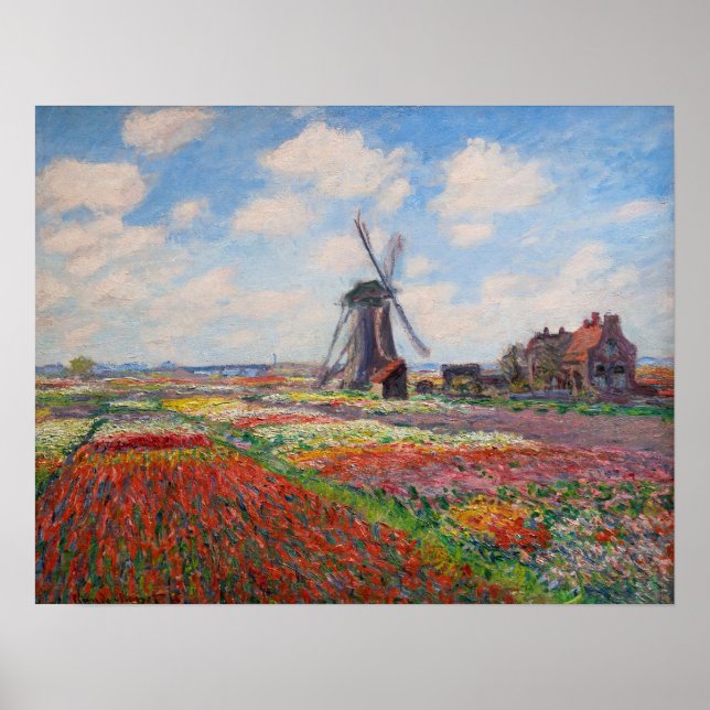 Póster Claude Monet - Campo de tulipanes en Holanda (Frente)