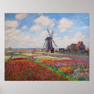 Póster Claude Monet - Campo de Tulipanes en Holanda