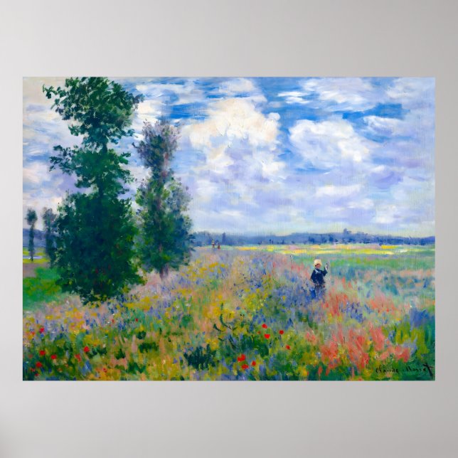 Póster Claude Monet, Campos de amapola cerca de Argentina (Frente)