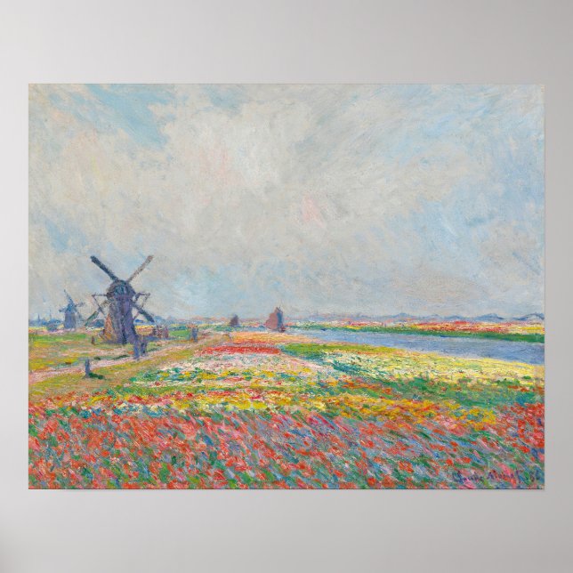 Póster Claude Monet - Campos de Tulipanes cerca de La Hay (Frente)